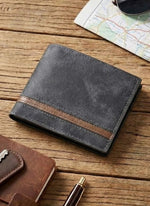 Distressed Matte Wallet Tan Leather Stripe Accent
